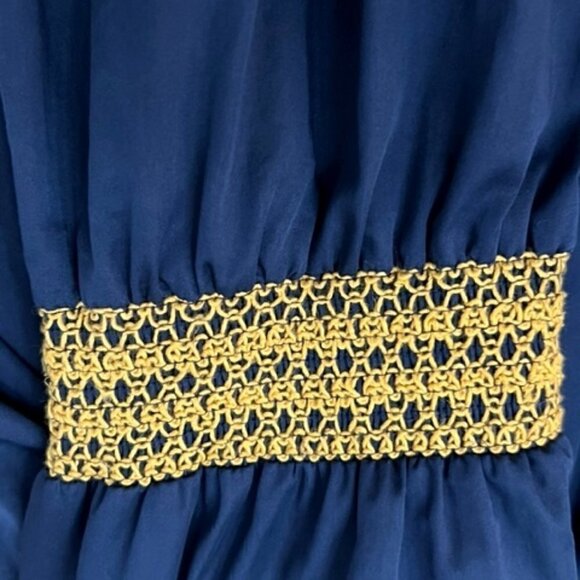 Elizabeth And James Peasant Dress Navy Blue Long Sleeves - Picture 3 of 5